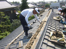 牛久市　棟葺き替え　平沢瓦店　